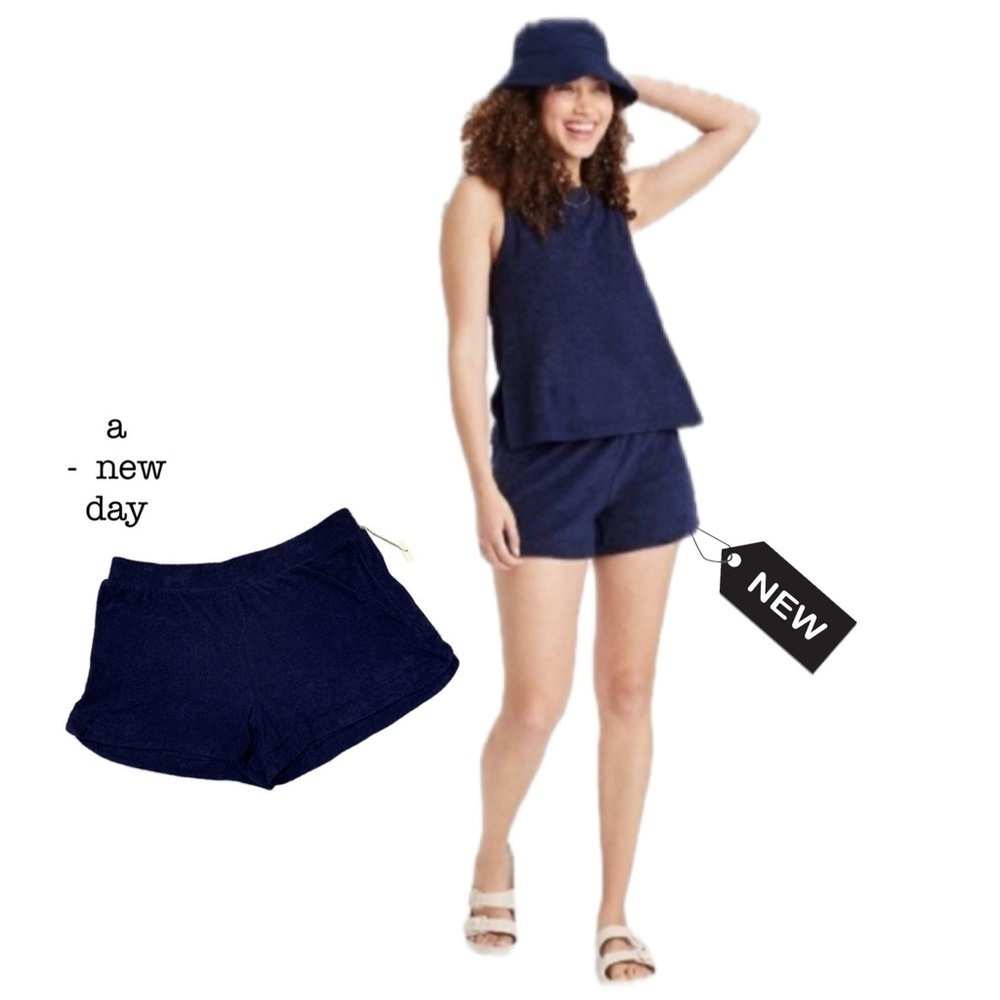 NWT Women's Mid-Rise Pull-On Shorts - A New Day™ Navy Blue sz XL